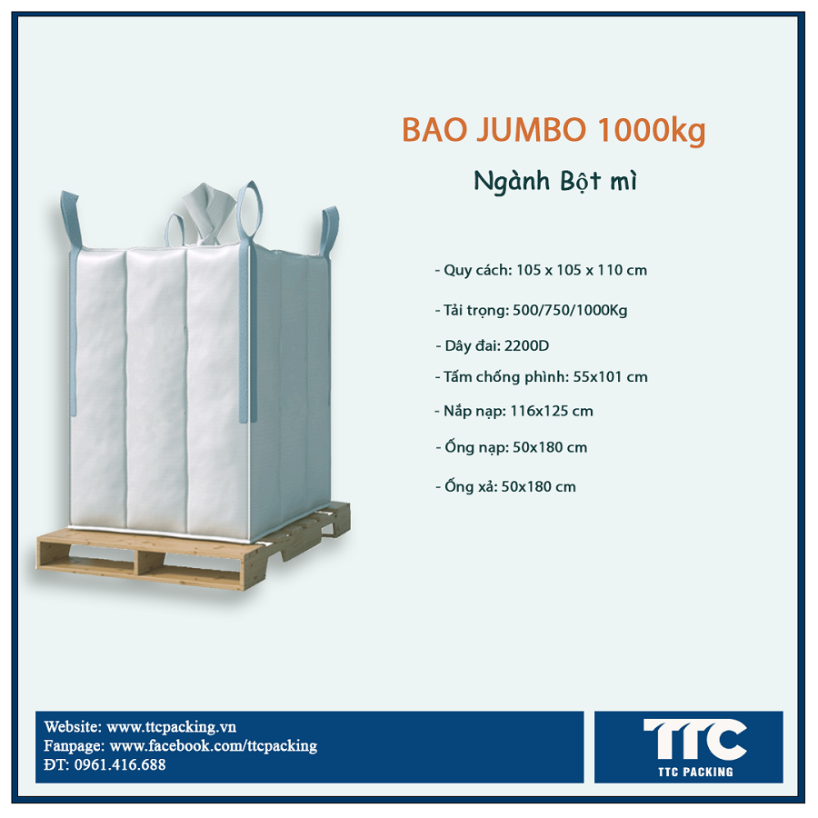 Bao jumbo vách ngăn chống phình, ống nạp, đáy xả
